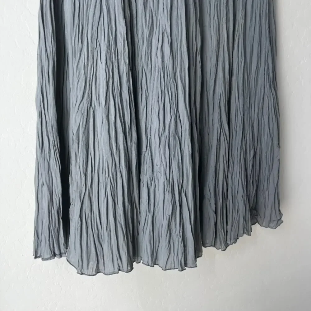 CP Shades Gray Crinkle Textured A-Line Lagenlook Pull-On Midi Skirt Size Medium - Picture 4 of 8